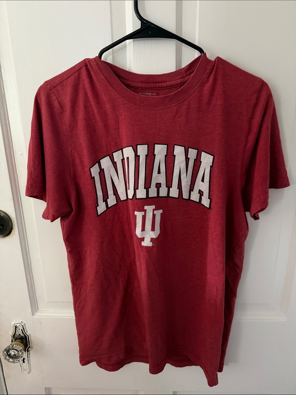 Indiana College Logo Tee - Cardinal Red with White Print